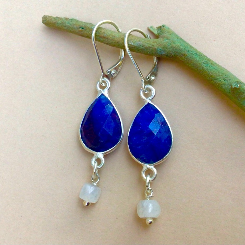 Sterling Silver Lapis Sundance Charm Earrings